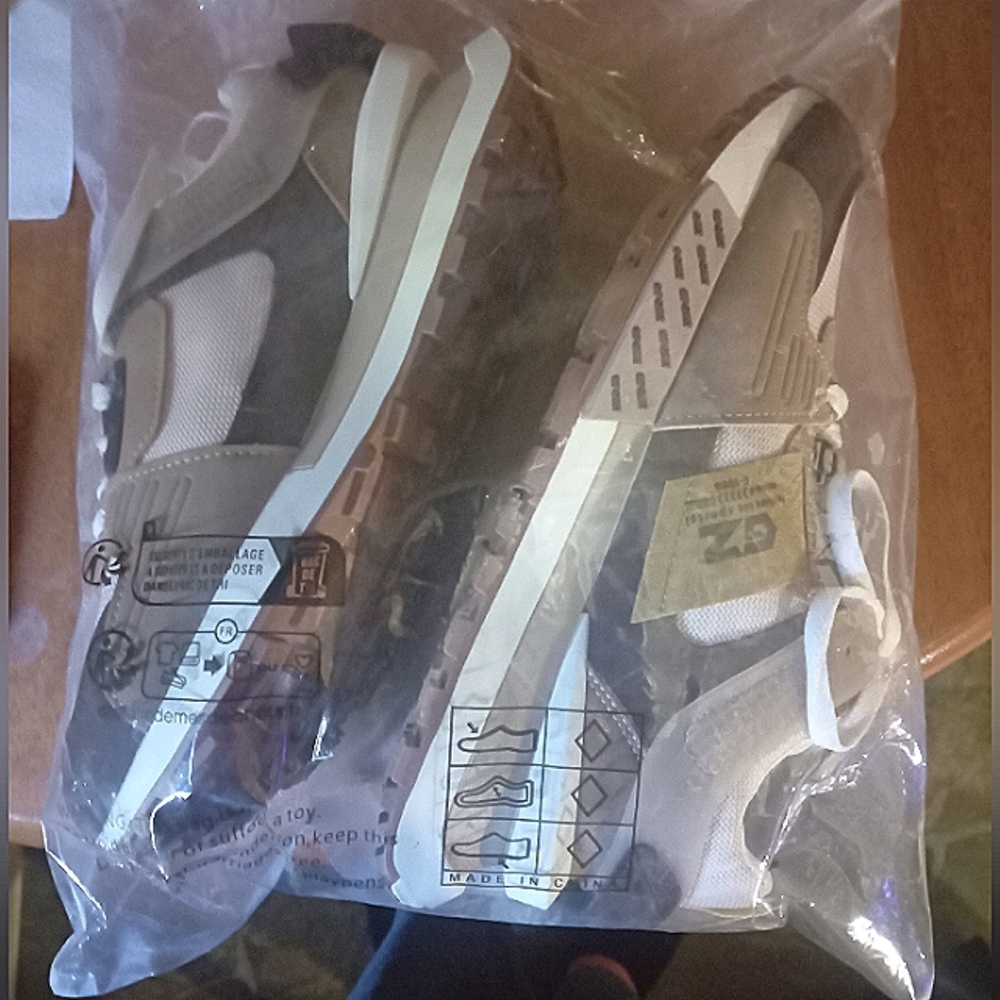 Chunky Sole Cream and Brown Sneakers with Breathable Mesh